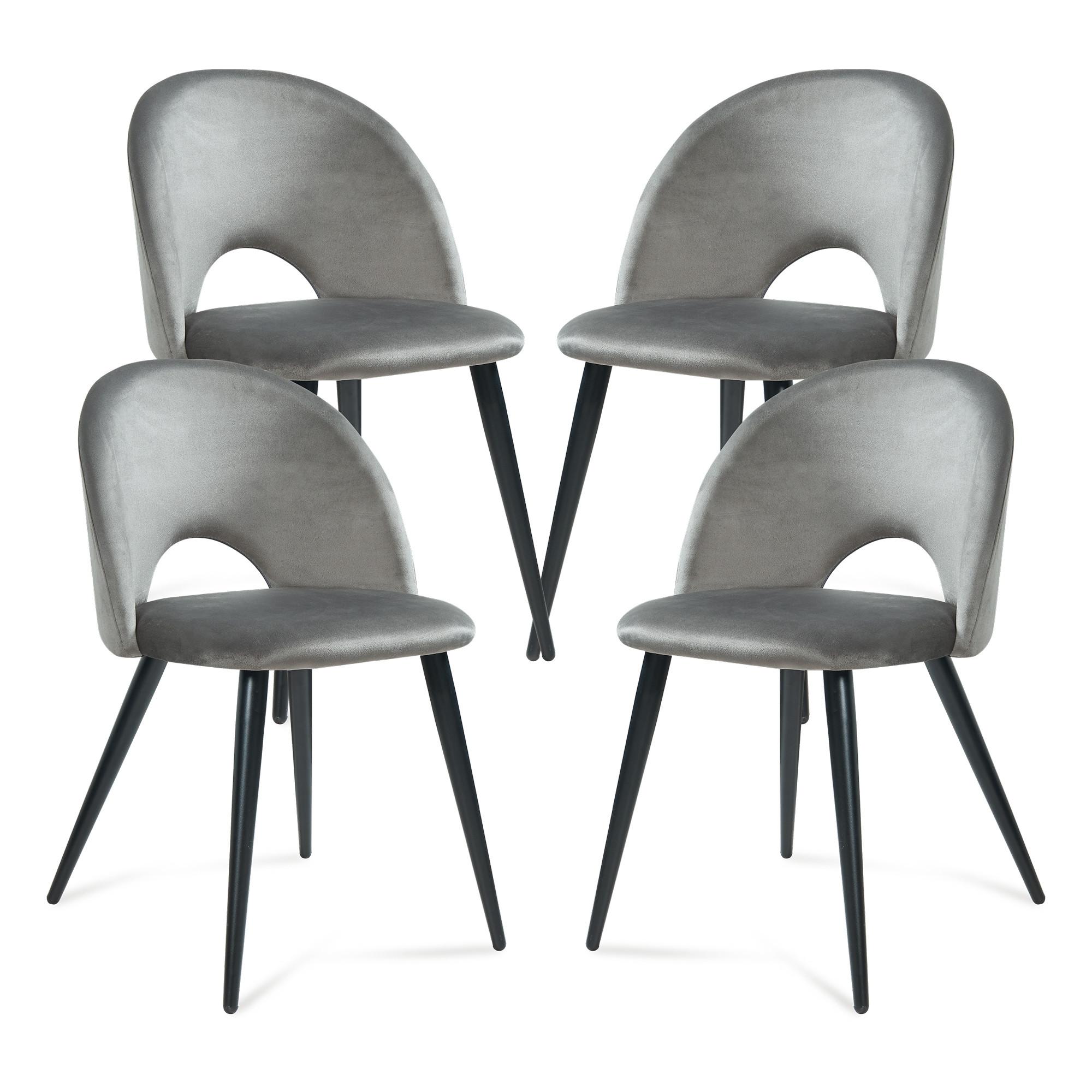ESSZIMMERSTUHL-SET 4 TLG. Karijoki - Schwarz/Grau, Textil/Metall (50/77/55cm) - [en.casa]