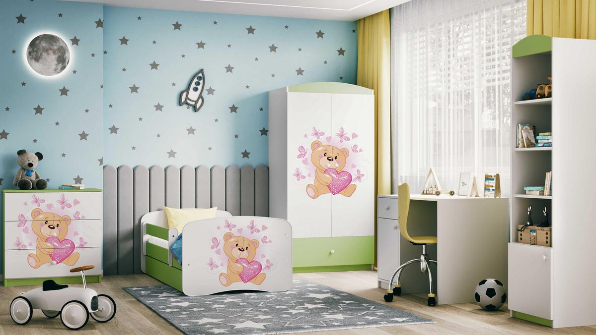 KINDERKLEIDERSCHRANK Teddybär I - Grün, Holzwerkstoff (90/175/52cm) - RAUMHIRSCH FURNITURE
