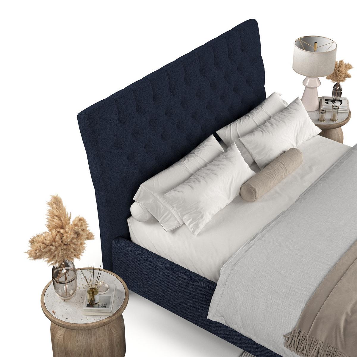 POLSTERBETT Lira 120/200 cm Marineblau im Riva Stoff - Naturfarben/Dunkelblau, Holz/Holzwerkstoff (120/200cm) - AltaBeds
