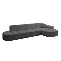 ECKSOFA Ottomane Rechts LIVO-L2 - 337x173x79,5 cm Grau - Grau, Holzwerkstoff/Textil (337/173cm) - ALTDECOR