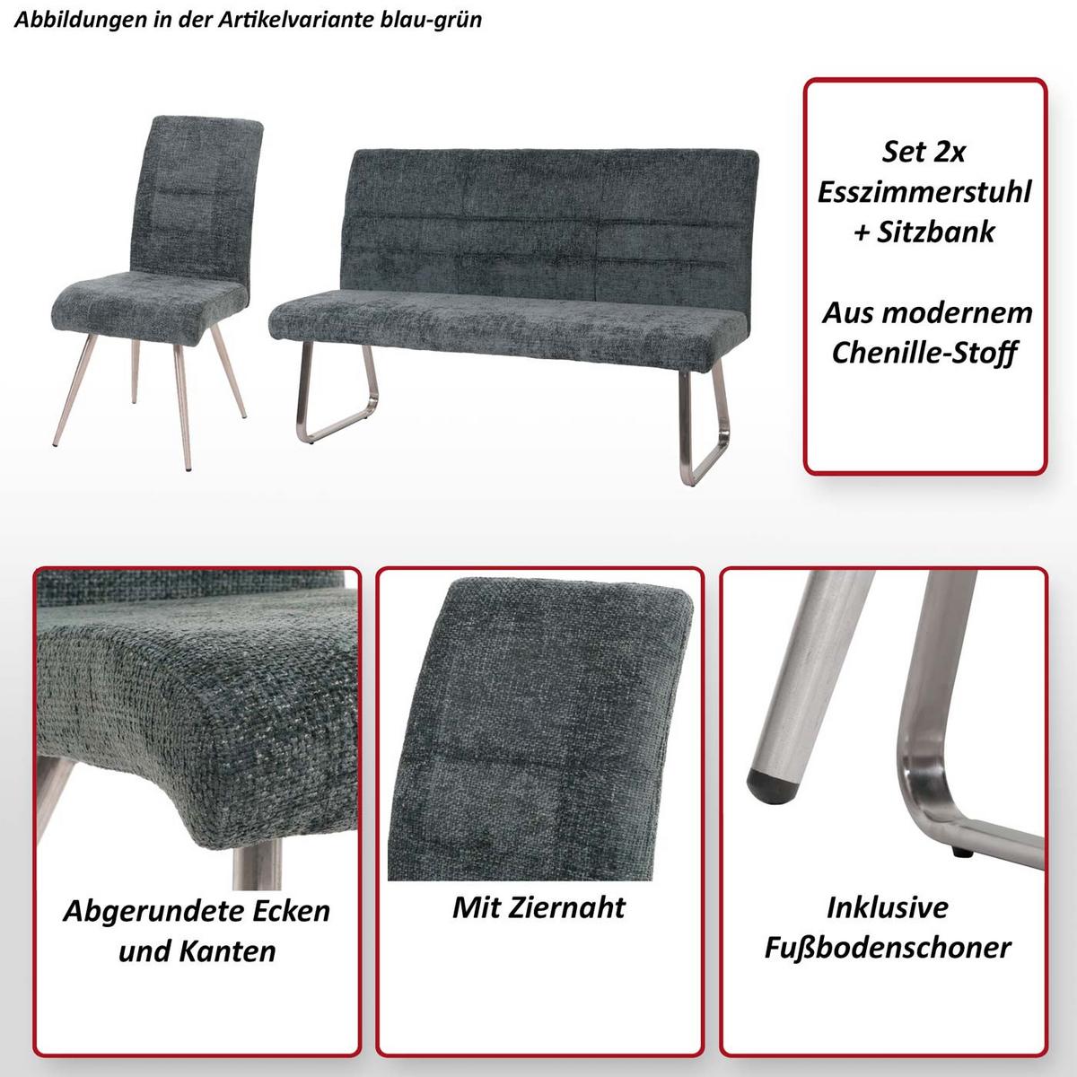 ESSZIMMER-SET Grau 3er-Set - Grau, Textil (160/100/65cm) - MCW