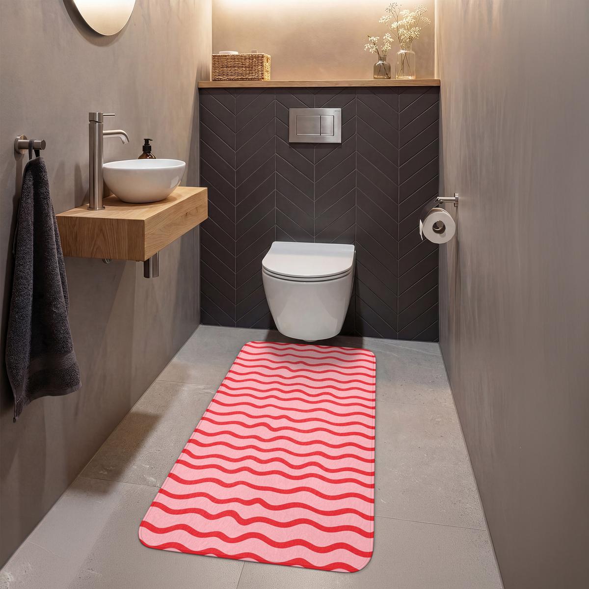 WC-VORLEGER Verspielt - Muster - Rot Toilettenvorleger 60x120 cm - Rosa, Textil (60/1cm) - OnlyWow