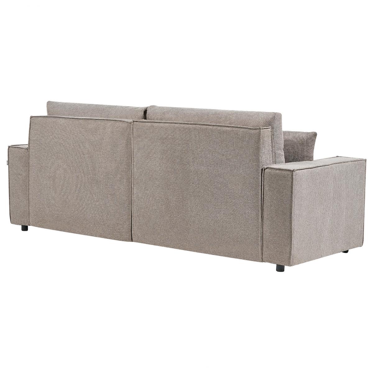 3-SITZER-ECKSOFA taupe rechtsseitig mit Schlaffunktion Stauraum Karila - Taupe, Textil (250/150cm) - Beliani