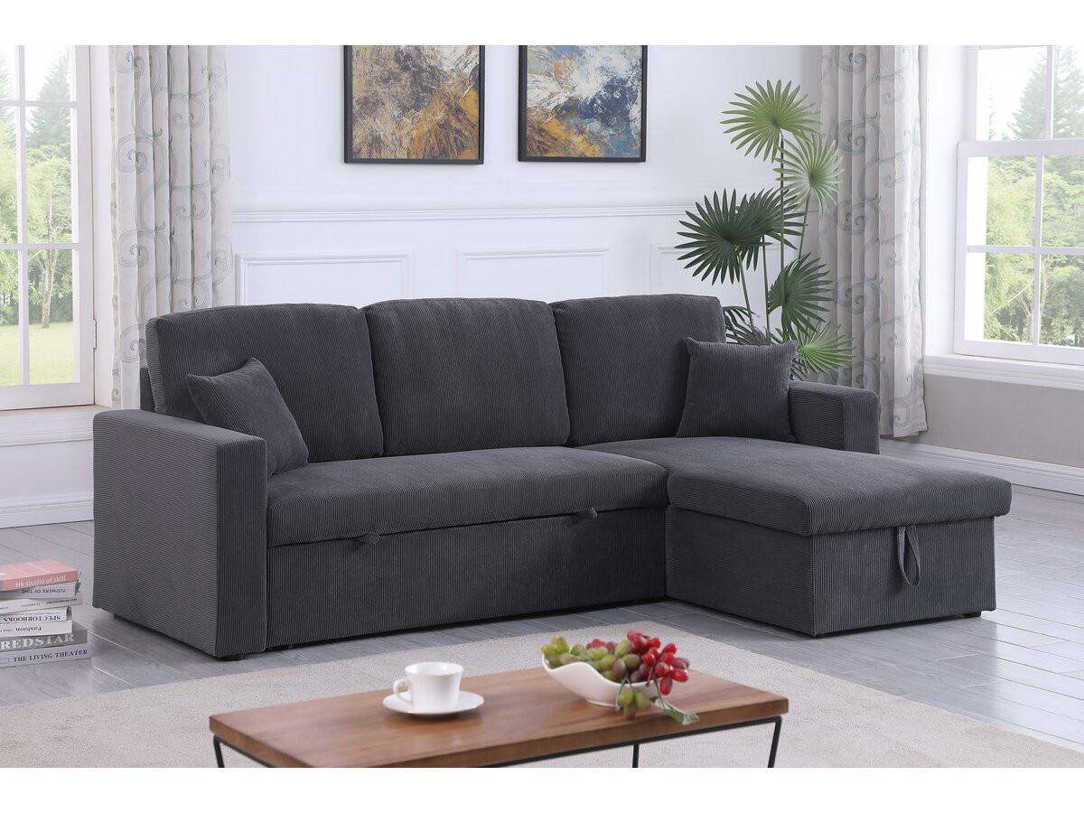 ECKSOFA alain Grau - Grau, Textil (145/221cm) - Habitat Garten