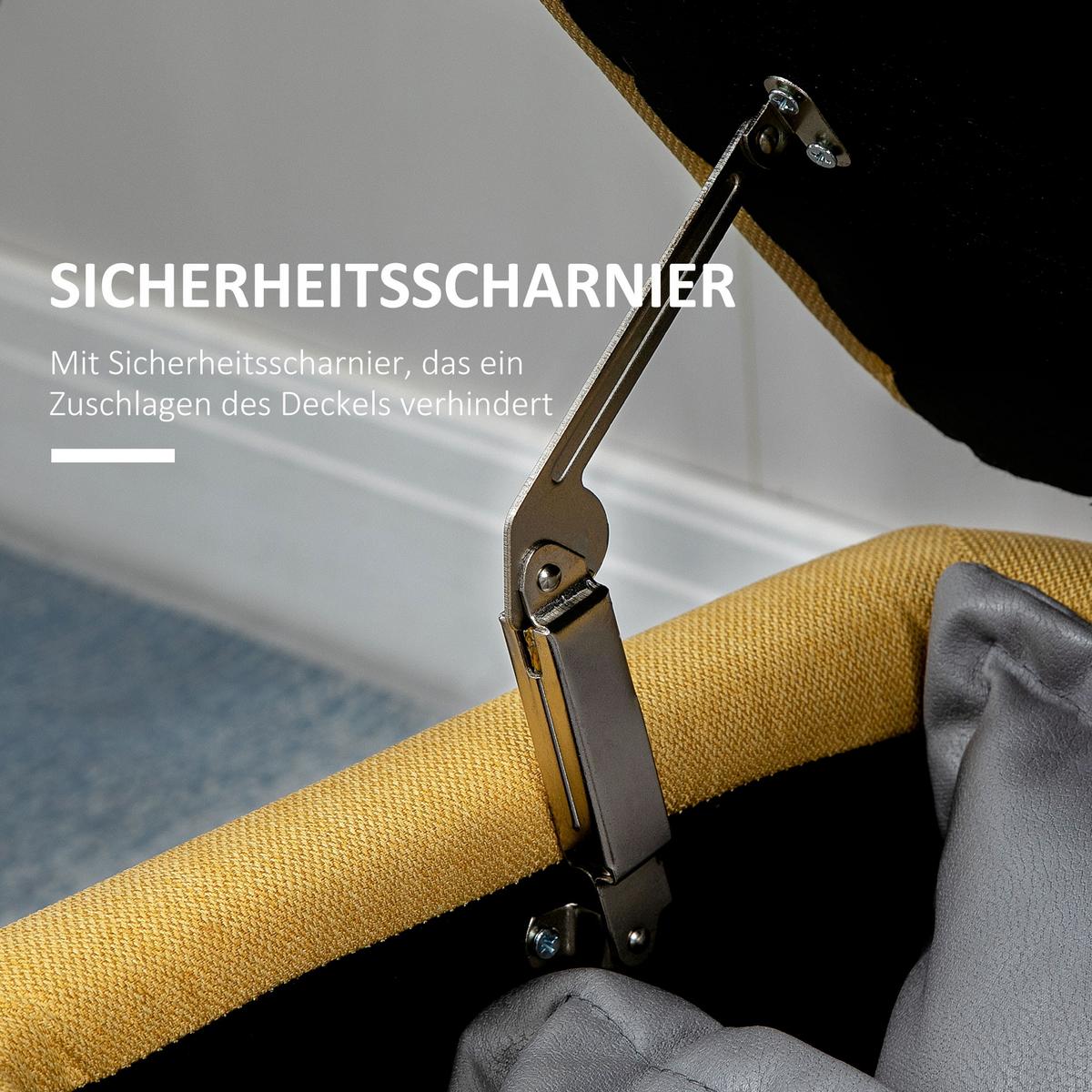 TRUHENBANK mit Stauraum Leinenoptik 101x38,5x44,5 cm - Gelb, Kunststoff (38.5/44.5/101cm) - HOMCOM