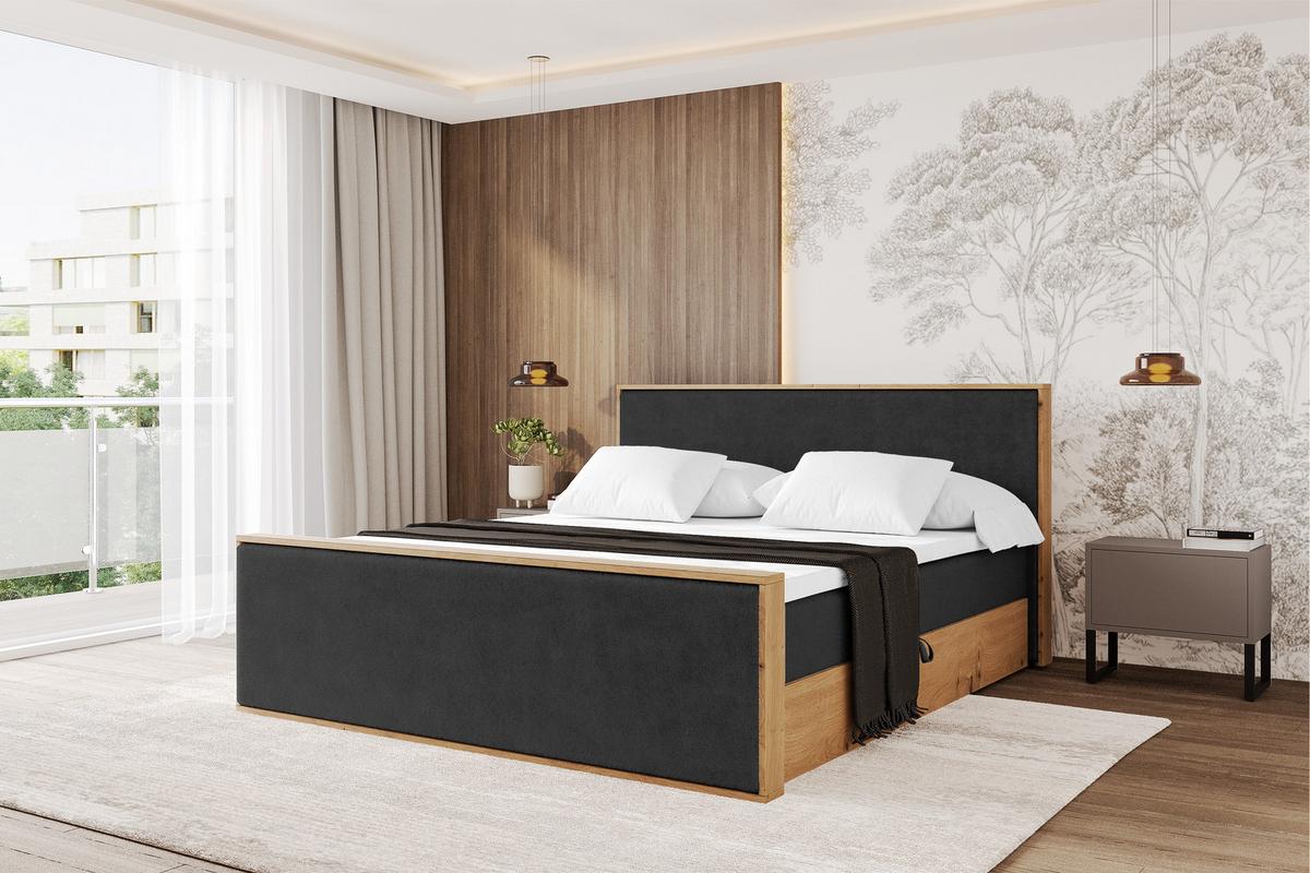 BOXBETT LOLLI9 -Z 120x200 - H3 Schwarz - Schwarz Hochglanz, Holzwerkstoff (120/200cm) - ALTDECOR
