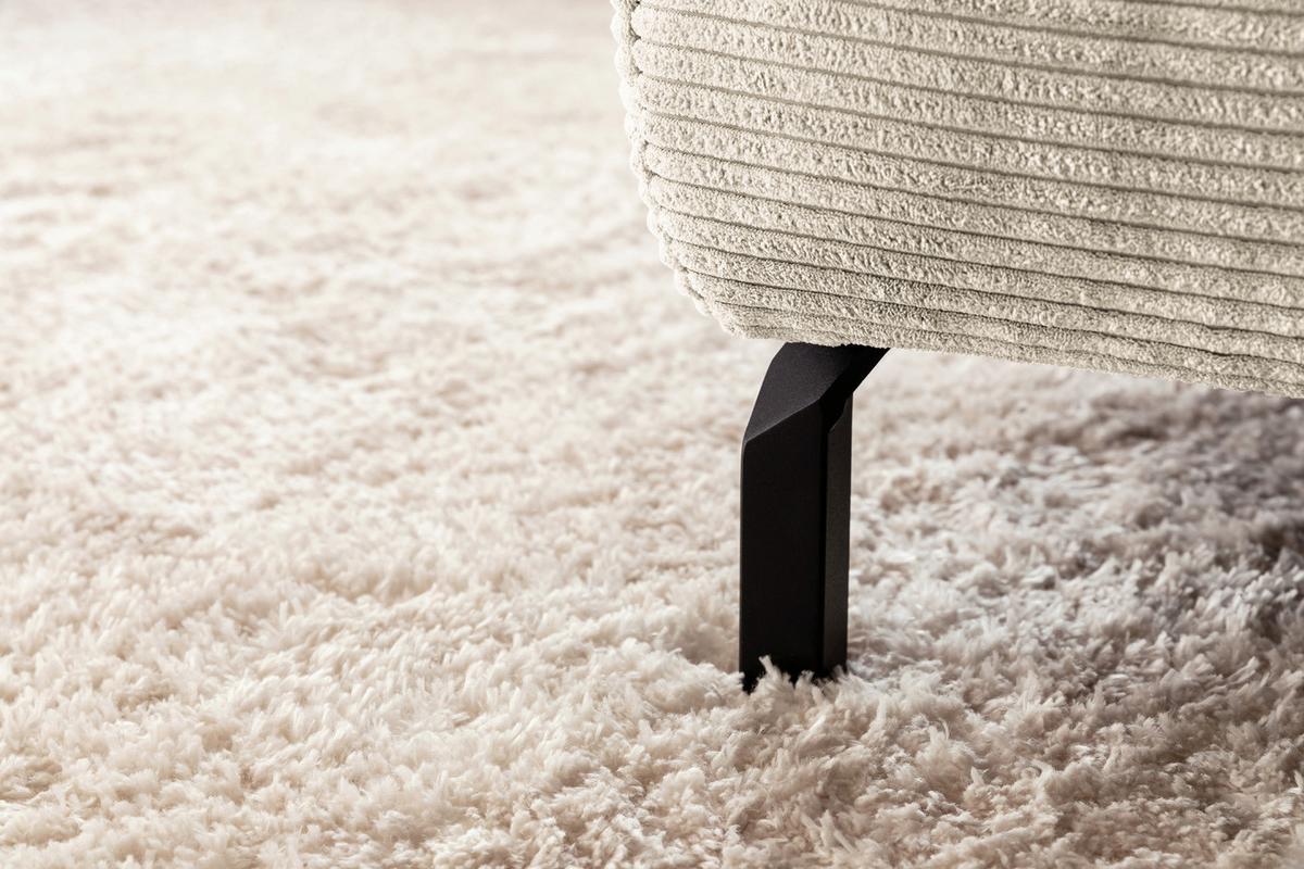 ECKSOFA MIT MOTORISCHEM SITZVORZUG DELIA Cremeweiß Cord Relaxfunktion - Creme/Schwarz, Textil/Metall (312/219cm) - KAWOLA