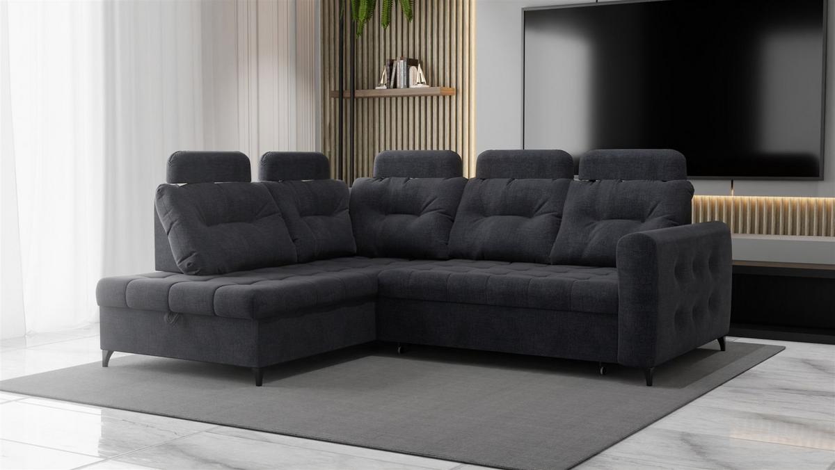 ECKSOFA Wendie - Dunkelgrau, Holzwerkstoff/Textil (200/250cm) - Fun Möbel
