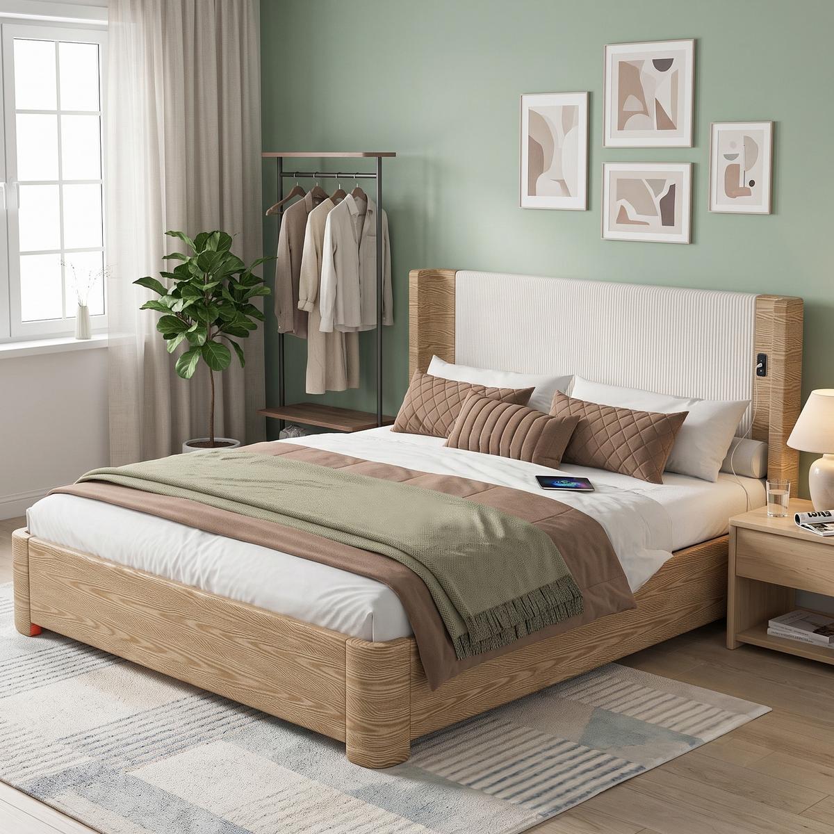 POLSTERBETT Beige Samt King Size 190X200 Stauraumbett mit LED & Gaslift - Beige, Textil (190/200cm) - Urban Meuble