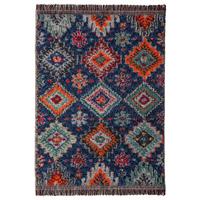 HOCHFLORTEPPICH mit Fransen TAFRAUT, im Berber-Stil, Marineblau, 200 x 300 cm - Blau, Textil (300/200cm) - KADIMA DESIGN
