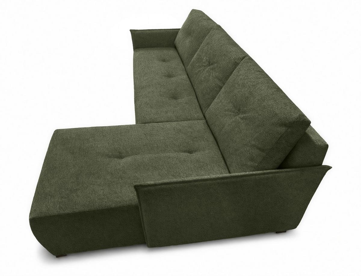 ECKSOFA L Form Damascus Grün 212/143/88 cm Rechts mit Schlaffunktion - Schwarz/Grün, Kunststoff/Textil (212/143cm) - AX Living