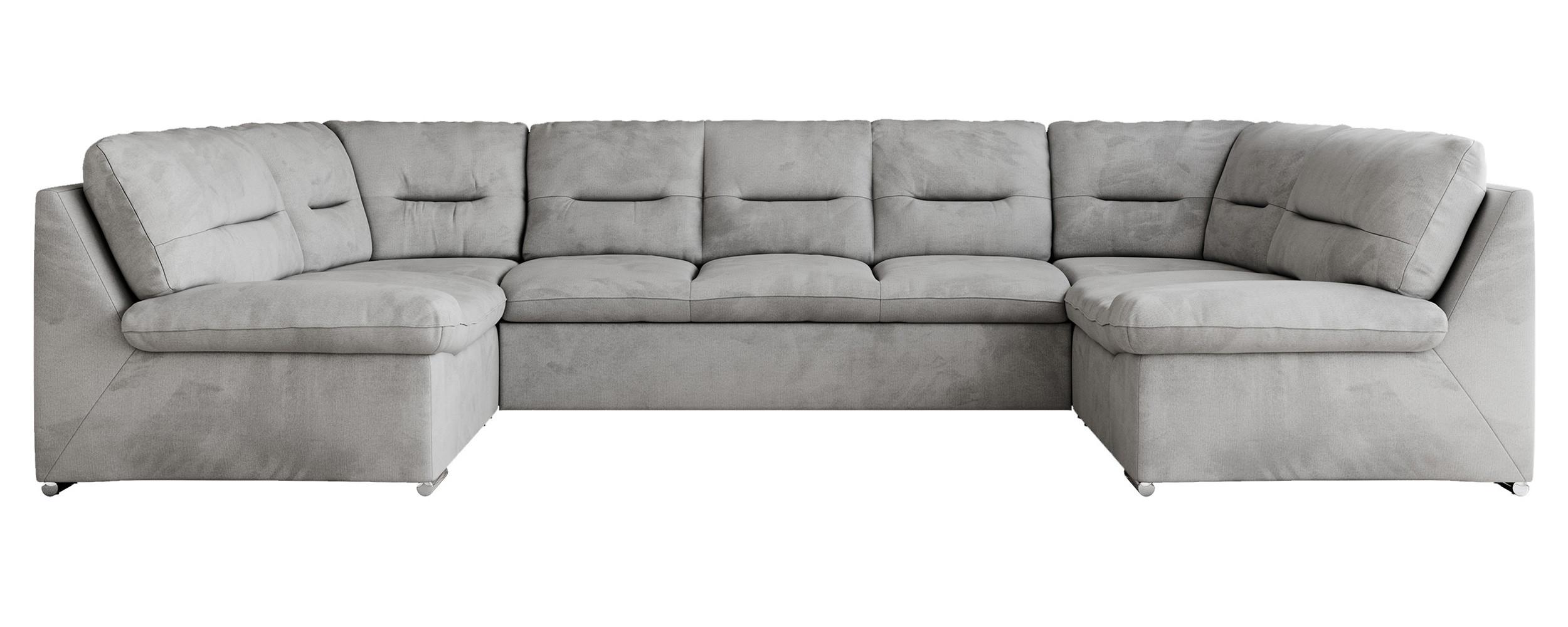 WOHNLANDSCHAFT COMODO U Hellgrau Velvet - Silberfarben/Hellgrau, Textil/Metall (340/93/206cm) - MKS