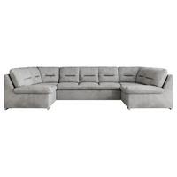 WOHNLANDSCHAFT MORBIDO U Hellgrau Velvet - Silberfarben/Hellgrau, Textil/Metall (340/93/206cm) - MKS