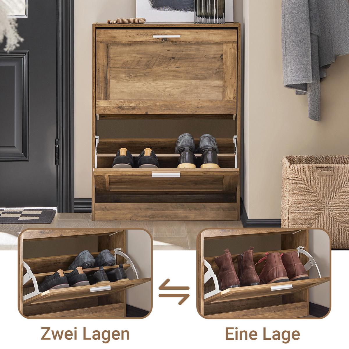 SCHUHSCHRANK Braun - Braun, Holzwerkstoff (60/79/23cm) - SoBuy