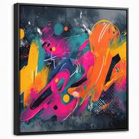 LEINWAND Bilder mit Rahmen - Abstrakt - Graffiti - Farbenfroh - Farbspritzer - 50x50 - Multicolor, Textil (50/50cm) - MuchoWow
