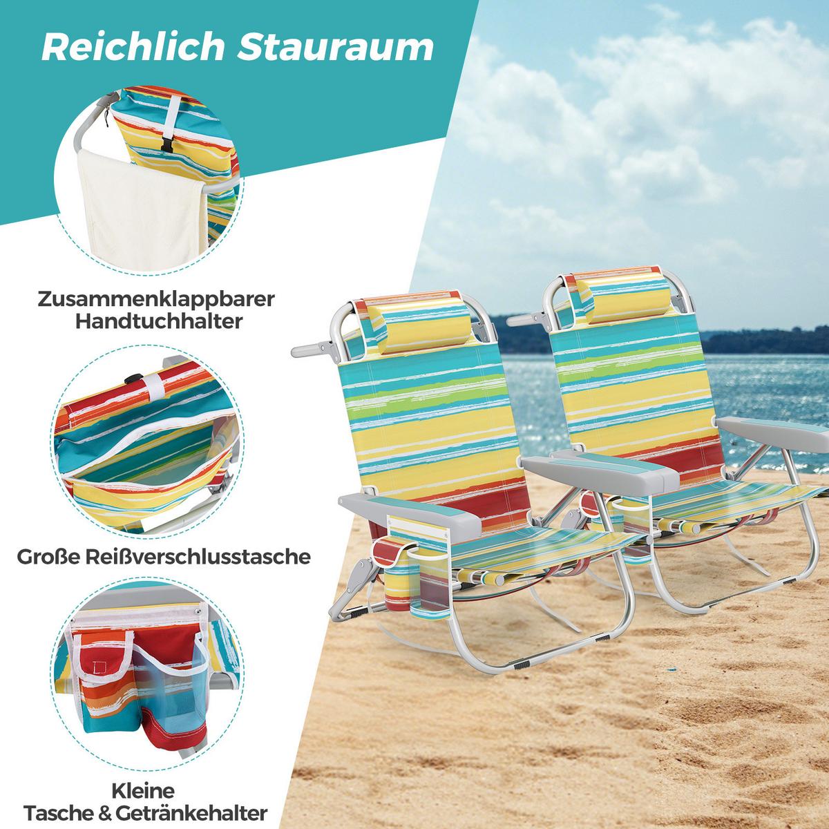 STRANDSTUHL klappbar bunt - Multicolor, Metall (66/78/65cm) - COSTWAY