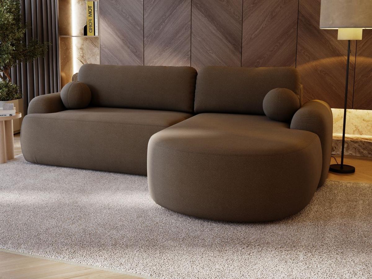 ECKSOFA Aurio Dunkelbraun Rechts - Dunkelbraun, Holz/Textil (261/177cm) - Graingold