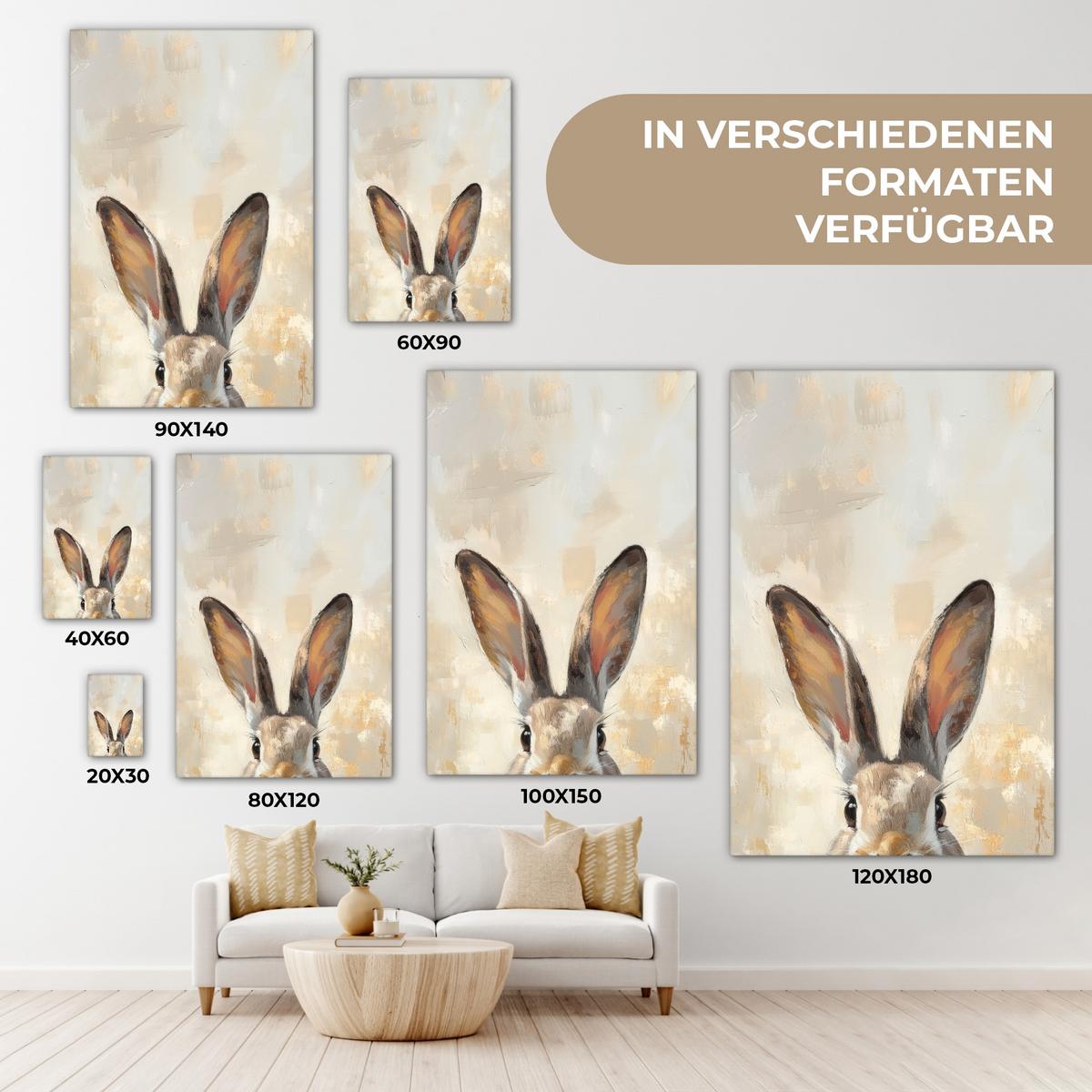 LEINWANDBILD Hase - Ohren - Braun Deko Wohnzimmer 20x30 cm - Beige, Textil (20/30cm) - MuchoWow