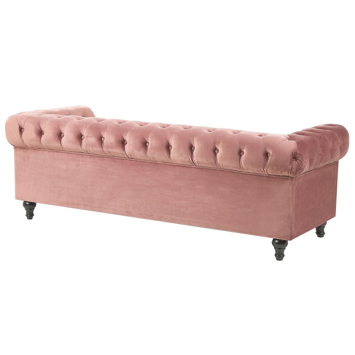 3-SITZER-SOFA Samtstoff Rosa Chesterfield - Pink, Textil (202/70/75cm) - Beliani