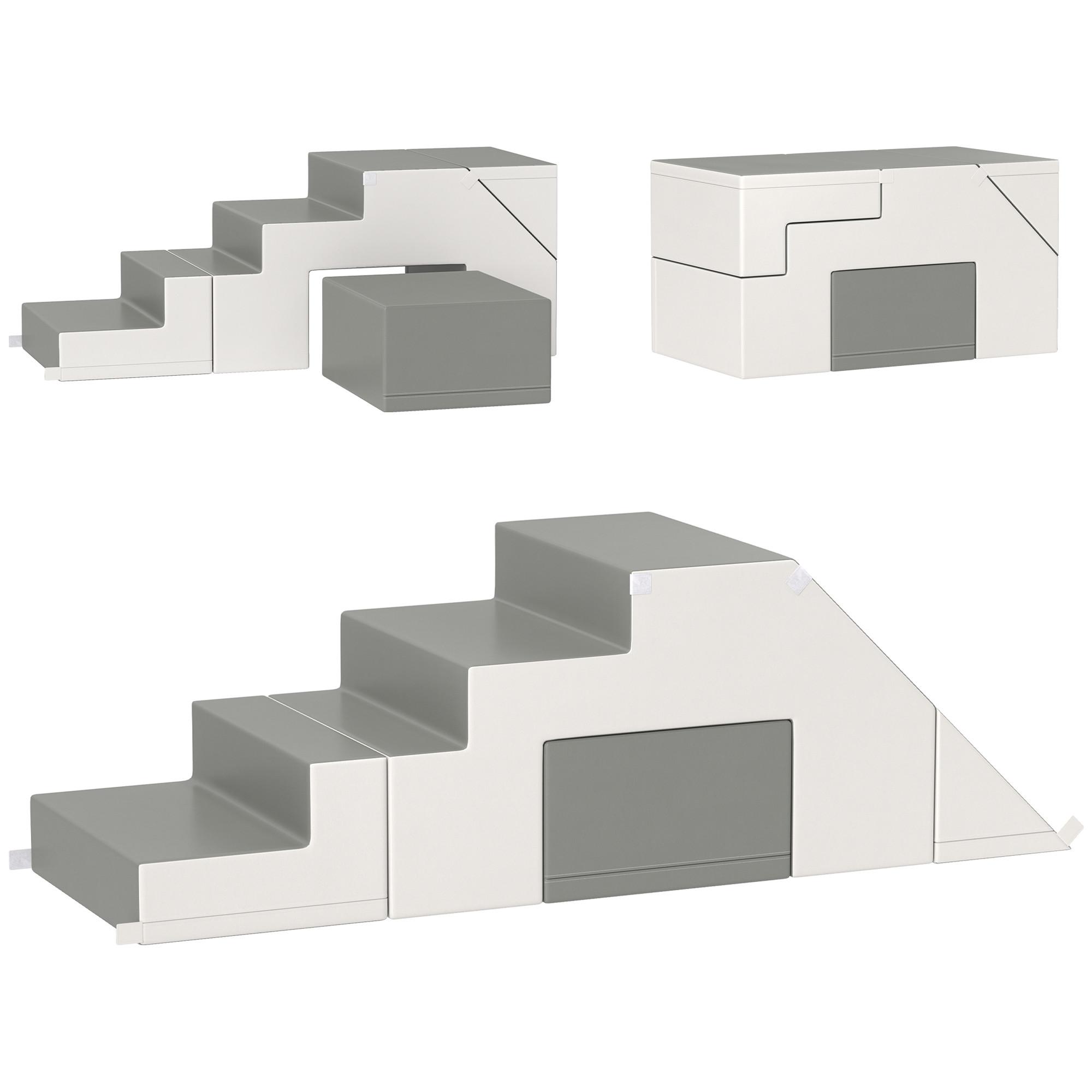 BAUSTEINSET 2er-Set Schaumstoff Bausteine Bauspielzeug für 1-3 Jahre alt Kinder - Grau, Kunststoff (49/47/147cm) - HOMCOM