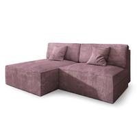 ECKSOFA FIORO P Lila Kordstoff mit Schlaffunktion - Lila/Grau, Holz/Kunststoff (204/148cm) - MASSENO