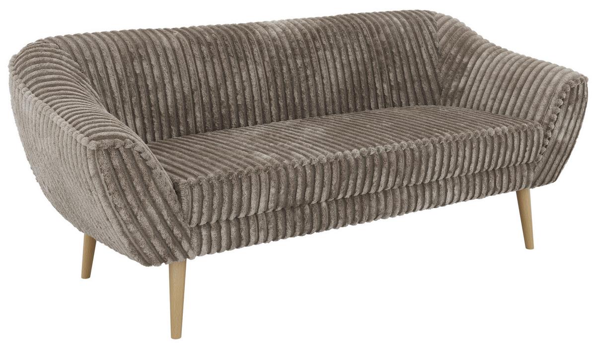 3-SITZER-SOFA PIRS - Hellbraun Cord - Holzbeine - Hellbraun/Buchefarben, Holzwerkstoff/Textil (180/75/74cm) - MKS