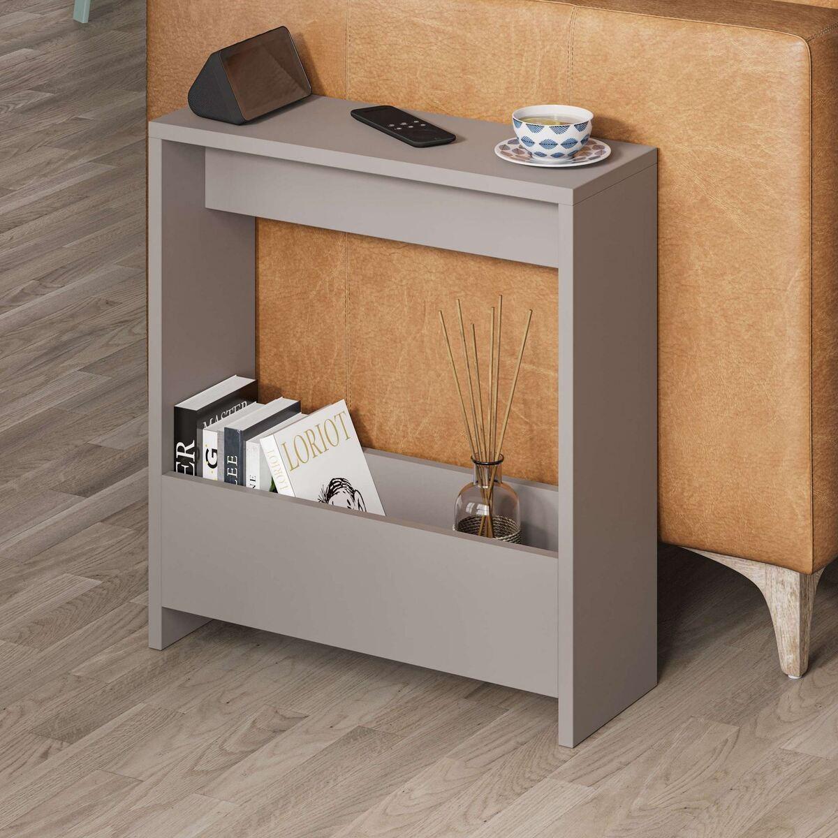 BEISTELLTISCH mit Stauraum 55/20/60 cm - Taupe, Holzwerkstoff (17/20/60cm) - Calicosy