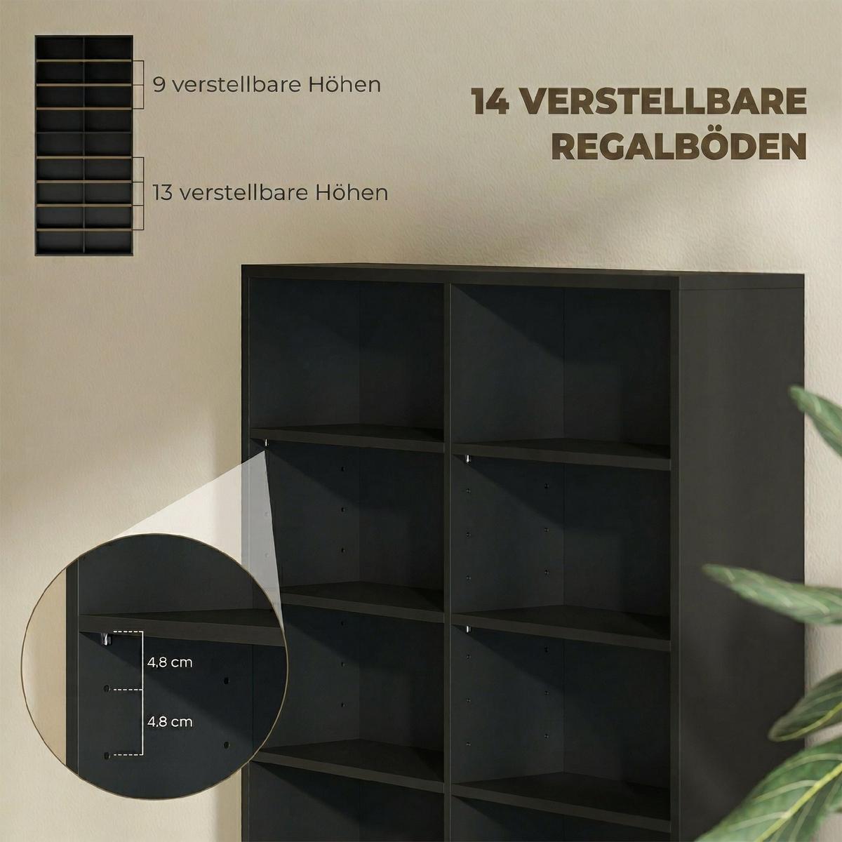 CD-REGAL Spanplatte Schwarz - Schwarz, Holzwerkstoff (24/175/78.5cm) - HOMCOM