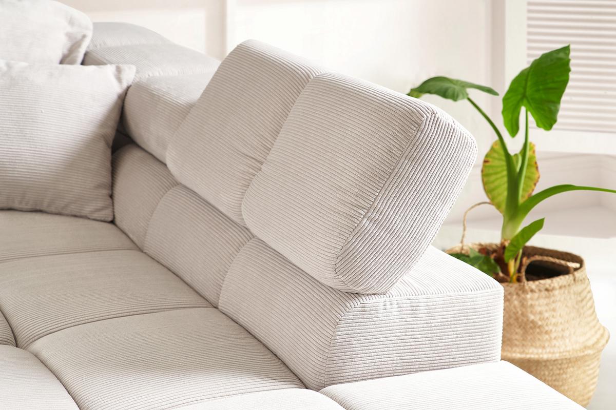 ECKSOFA NEVADA Silber Cord - Silberfarben/Schwarz, Kunststoff/Textil (319/215cm) - KAWOLA