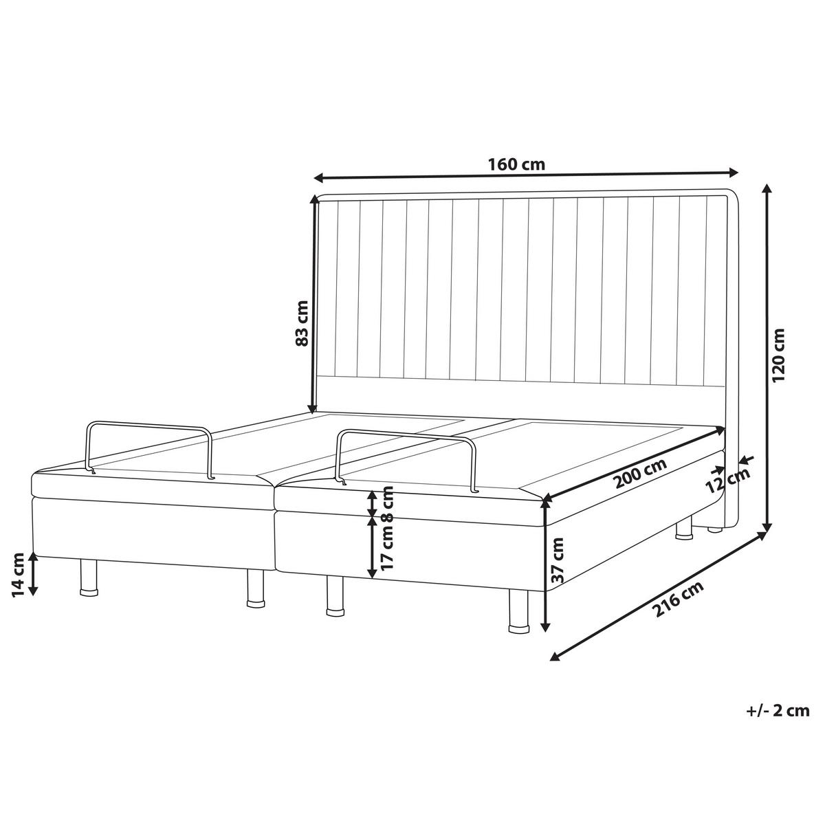 BETT 160/200 cm Cremeweiß Duke II - Schwarz/Weiß, Textil (160/200cm) - Beliani