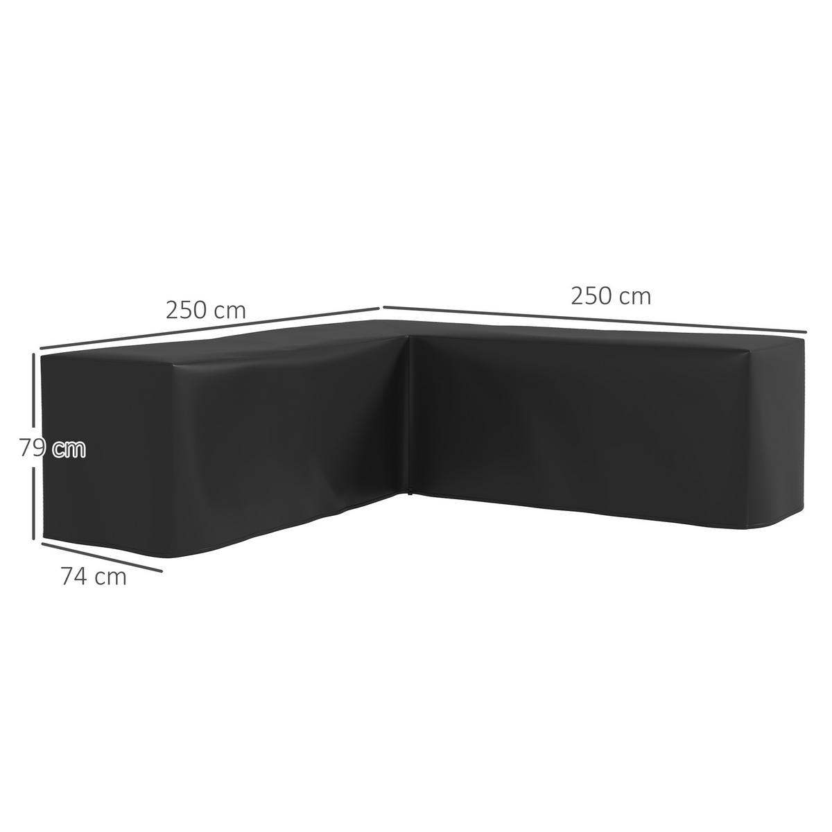 SCHUTZHÜLLE mit L-Form 250/250/79 cm - Schwarz, Textil (250/79/250cm) - Outsunny