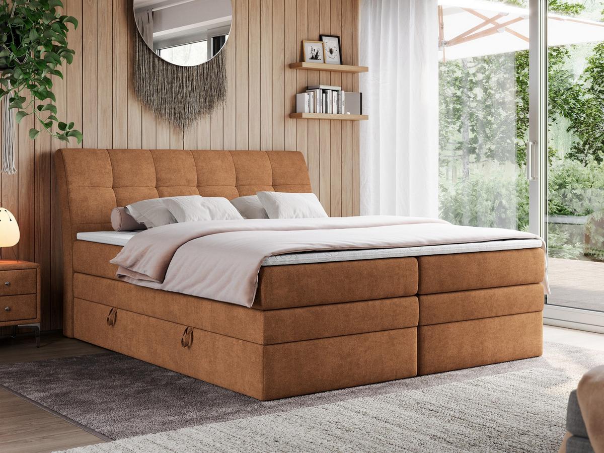 BOXSPRINGBETT GOLD-10 KING 160/200 Orange Struktur - H3 - Orange, Holz/Textil (160/200cm) - MKS