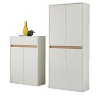 GARDEROBEN-SET weiß matt, Eiche Wotan 2-teilig 180 cm, Kombination mit viel Stauraum - Eiche Wotan/Schwarz, Holzwerkstoff/Kunststoff (180/195/40cm) - Furn.Design