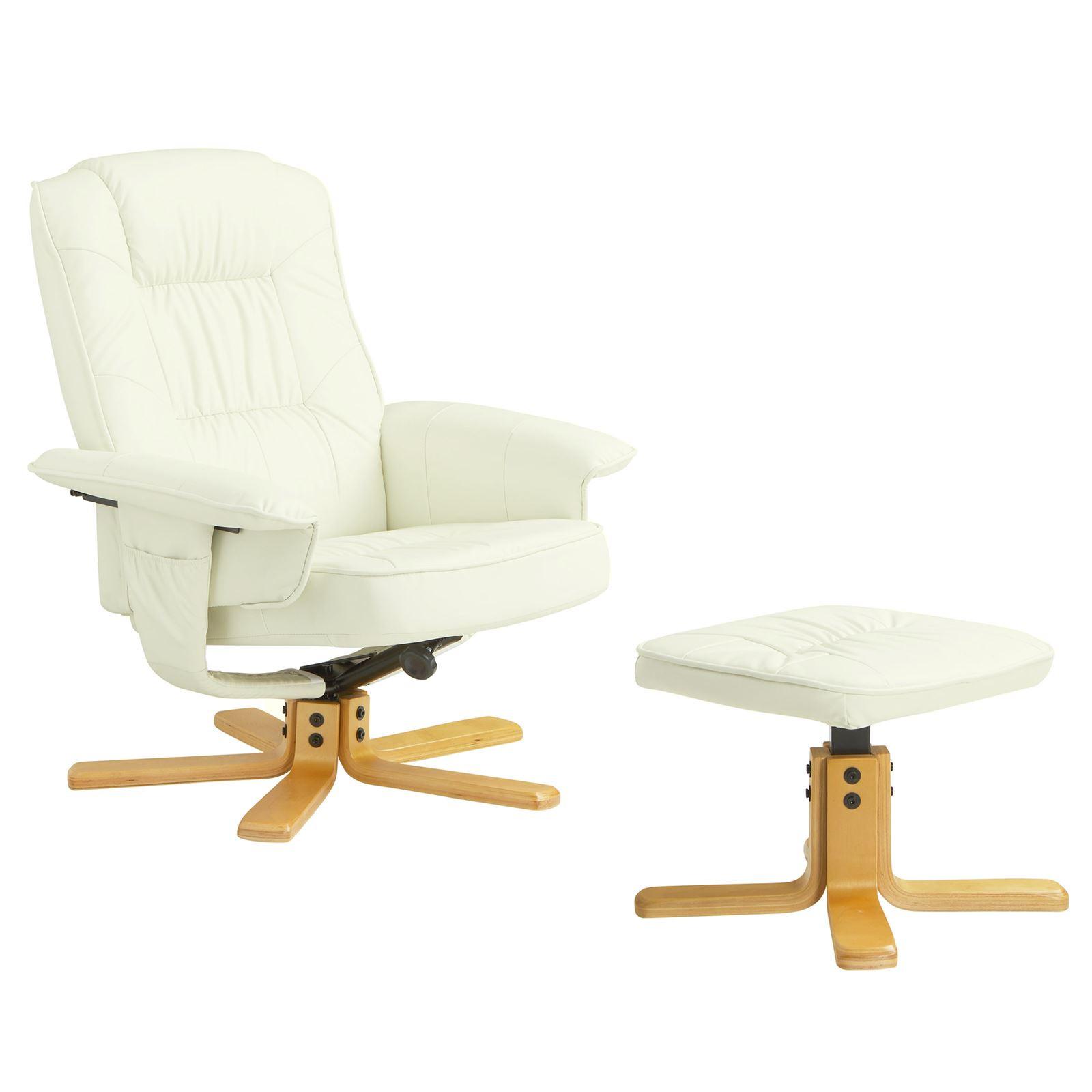 RELAXSESSEL KUNSTLEDER, SET MIT HOCKER CHARLY - Weiß, Textil (76/87/61cm) - IDIMEX