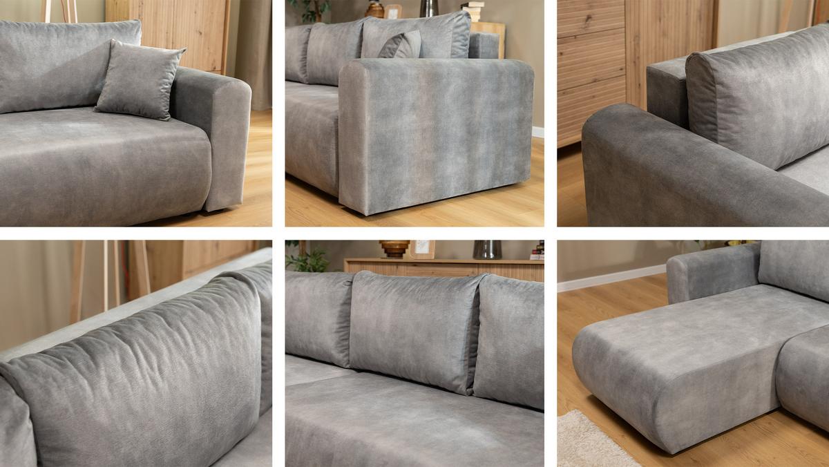 ECKSOFA Eliwo - Schwarz/Bronzefarben, Holz/Textil (252/158cm) - MIRJAN24