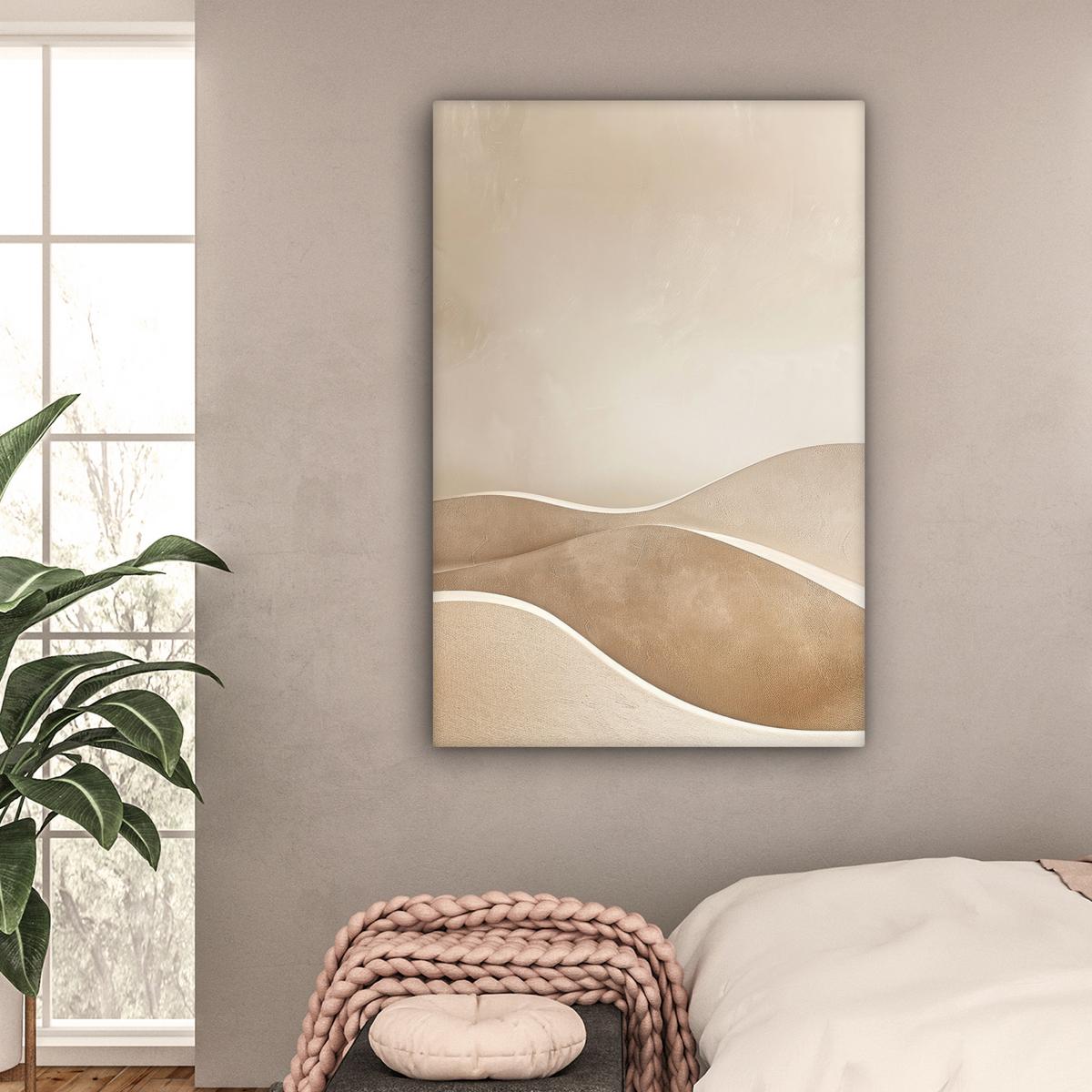 LEINWANDBILD Beige - Natur - Abstrakt - Modern Deko Groß 90x140 cm - Beige, Textil (90/140cm) - MuchoWow