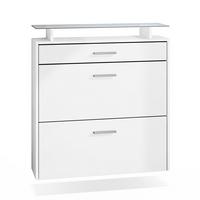 SCHUHSCHRANK Malea Front in Weiß matt - Weiß, Holzwerkstoff (89/96/23cm) - Vladon