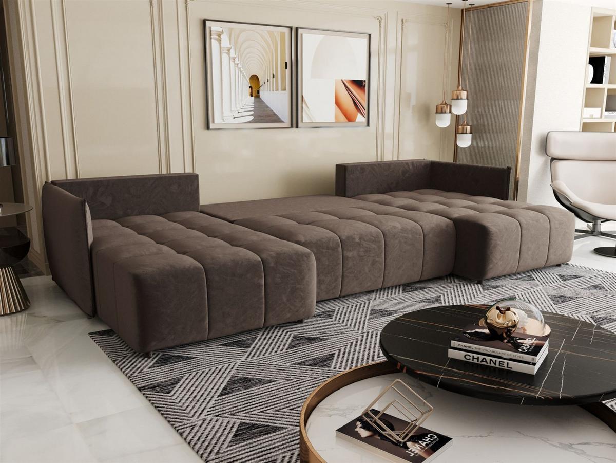 WOHNLANDSCHAFT Treviso - Braun, Holzwerkstoff/Textil (342/88/185cm) - Fun Möbel