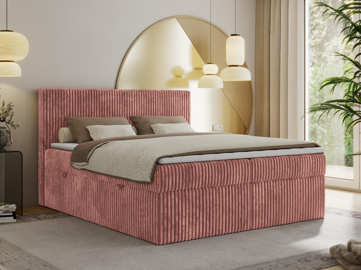 BOXBETT TILIANO 160/200 - Rosa Cord - H4 - Rosa, Textil (160/200cm) - MKS