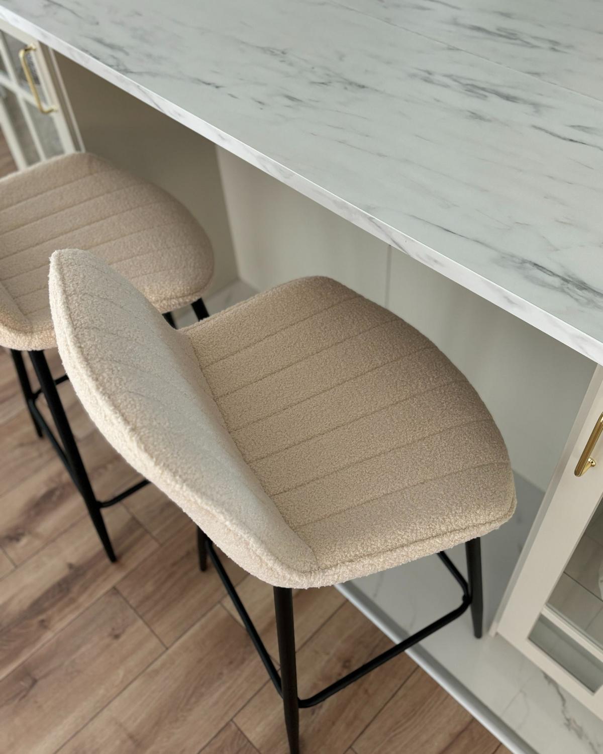 BARSTUHL 2er-Set Bouclé HellbeigeDubrovnik - Beige, Textil (49/94/52cm) - Beliani