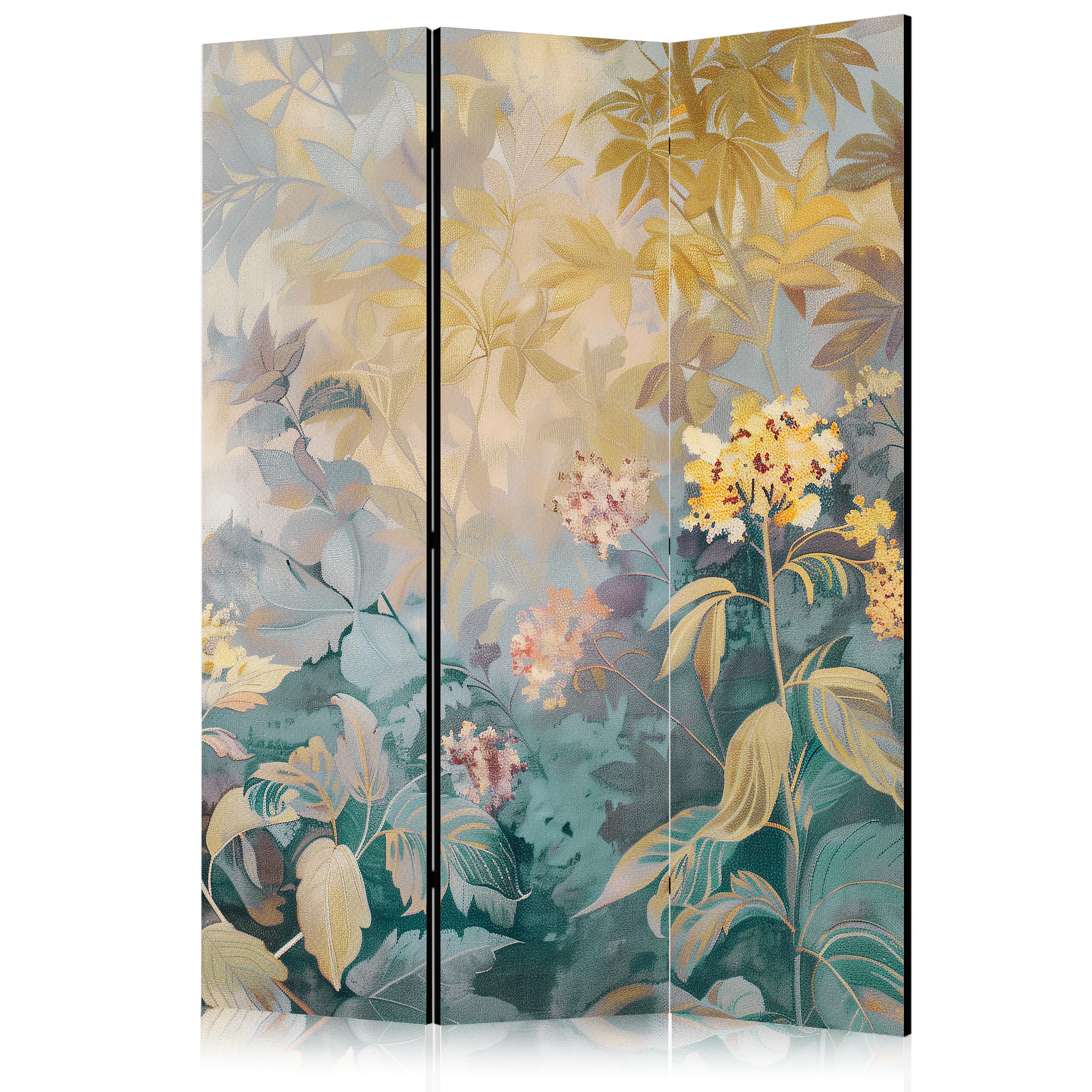 PARAVENT Beidseitig Bedruckter 3-tlg 135x172 cm Wiese mit Wildblumen - Multicolor, Holz/Textil (135/172/3cm) - Muralo
