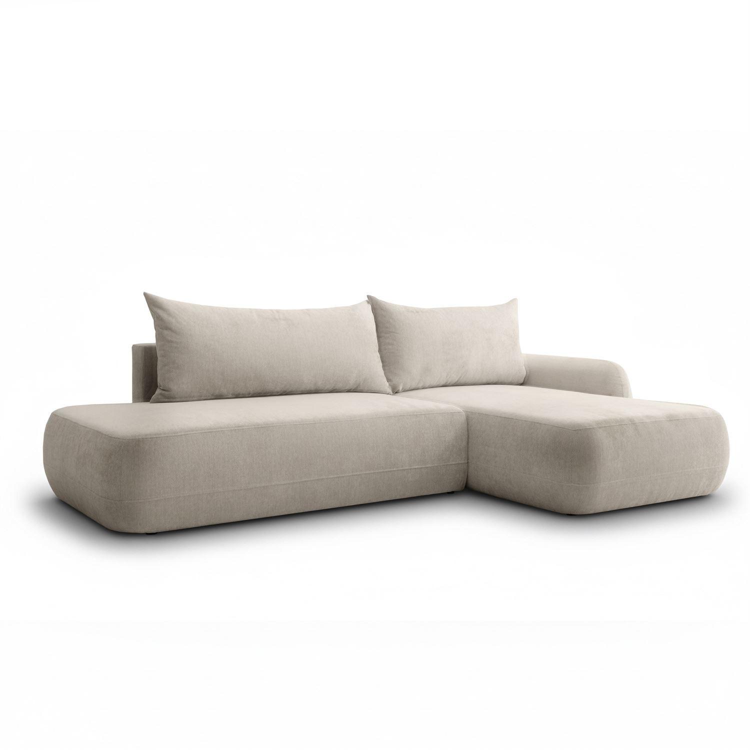 ECKSOFA GOYA mit Schlaffunktion und Bettkasten, Rechte, Perfect Harmony 04 - Ecru, Textil (302/184cm) - Lookway