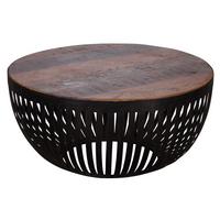 COUCHTISCH Braun aus recyceltem Mangoholz, 70x33x70 cm, im Industrial-Design - Schwarz/Braun, Holz/Metall (70/70/33cm) - KADIMA DESIGN