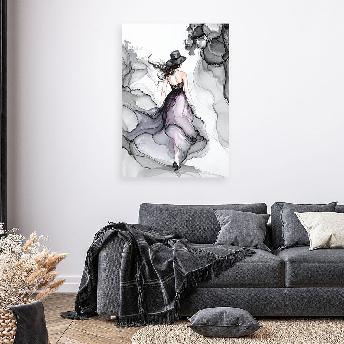 LEINWANDBILD Frau-Abstraktion Tinte 80x120cm - Schwarz, Textil (80/120cm) - Feeby