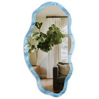 SPIEGEL 90x45 cm asymmetrisch mit Druck - Blauer Marmor - Transparent, Glas (45/90/0.4cm) - TULUP