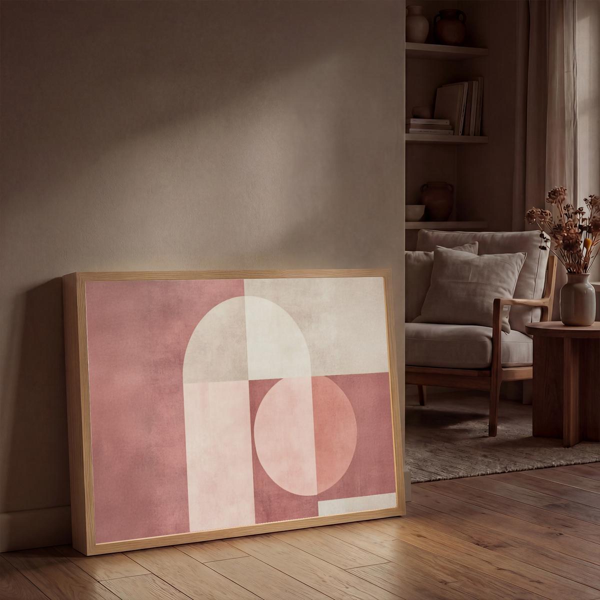 WANDLEUCHTE MIT AKKU Figuren - Abstrakt - Rosa 100x70 cm - Altrosa, Holzwerkstoff (100/70/8cm) - OnlyWow