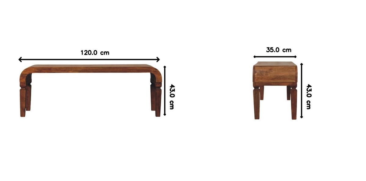 COUCHTISCH mit Amber-Eichen-Finish, abgerundete Beine, braun - Braun, Holz (35/120/43cm) - Artisan Furniture