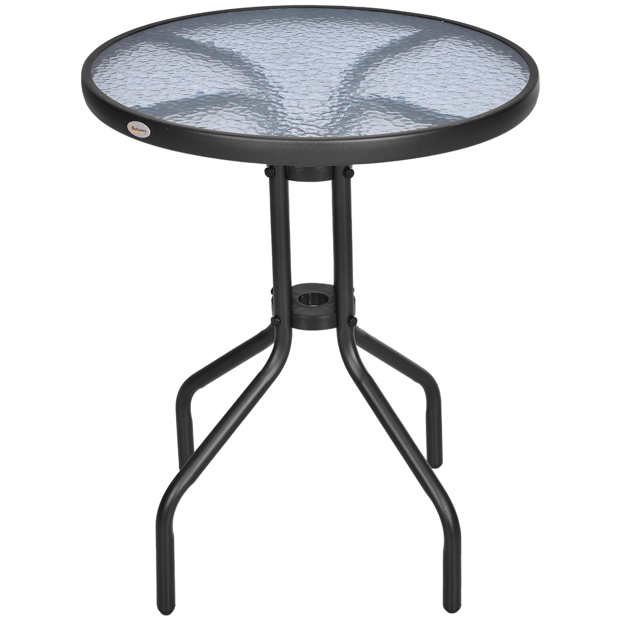 GARTENTISCH, Schwarz, Metall - Ahornfarben/Schwarz, Kunststoff/Metall (60/60/70cm) - Outsunny