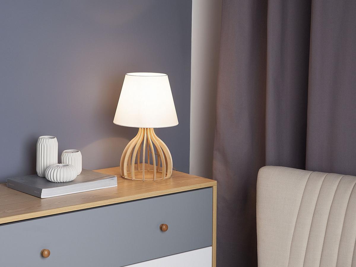 TISCHLAMPE Agueda 22/22/36 cm - Weiß, Holzwerkstoff (22/22/36cm) - Beliani