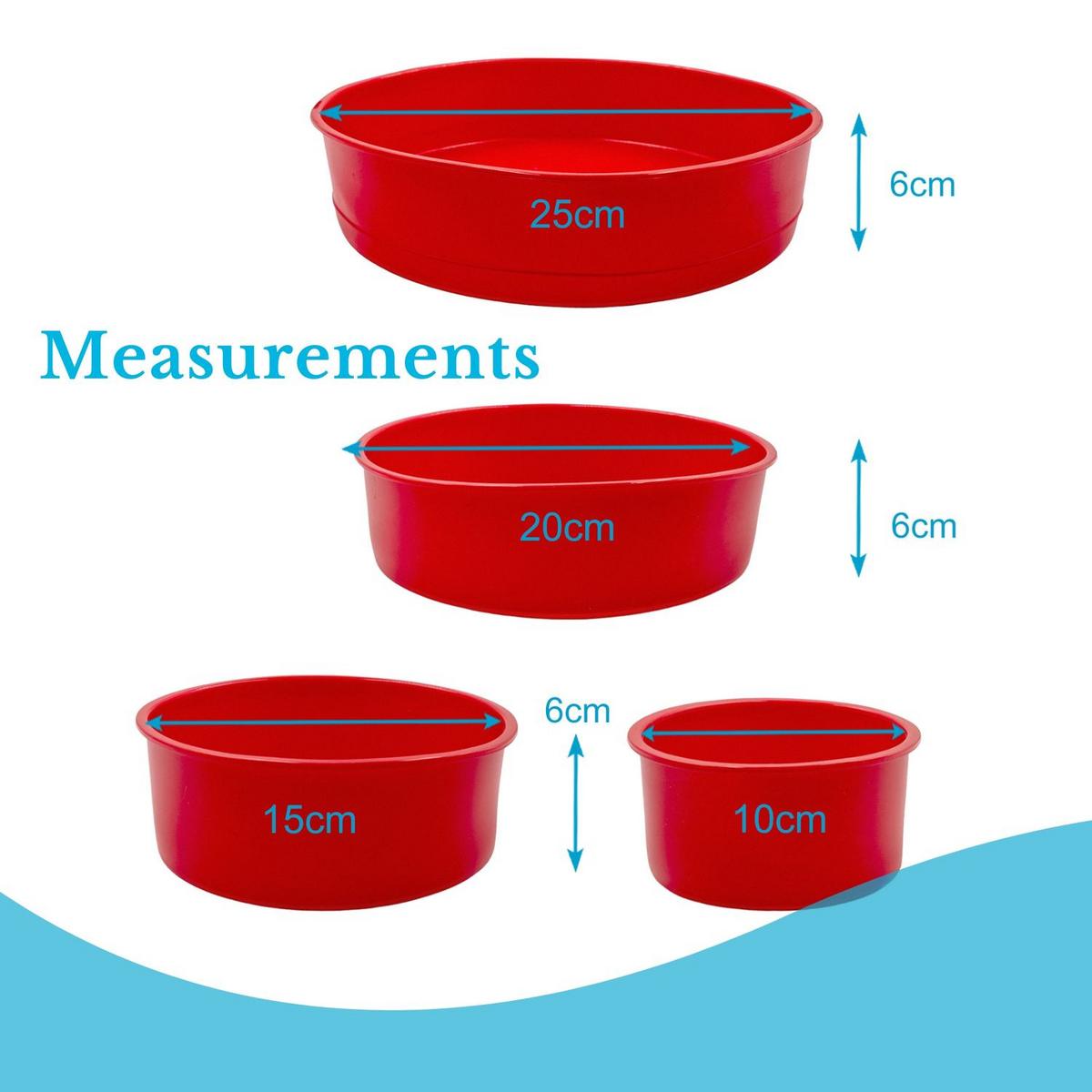 KUCHENBACKFORM (4-tlg. Set) - Rot, Kunststoff (25/6/25cm) - Intirilife